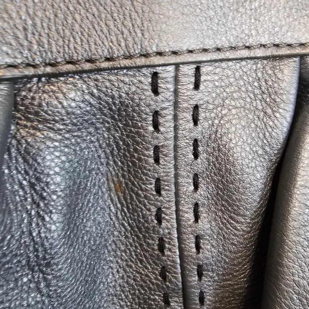 Cole Haan Metallic Silver Pewter Leather Satchel Shoulder Bag
